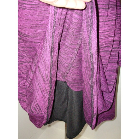 New Womens NWT PrAna Nadia Pink Purple Black Dress M LS Grapevine Faux Wrap - Picture 5 of 6